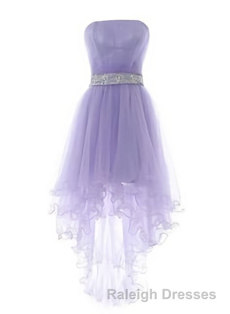 Wine Red Homecoming Dress, Burgundy High Low Party Dress with Beadings