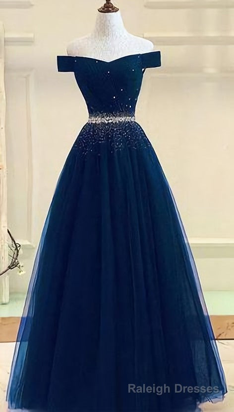 Tulle Prom Gown Off Shoulder Prom Dresses, Long Prom Dress, A Line Evening Dress Main image