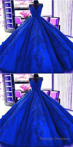 Gorgeous Royal Blue Appliques Beads Quinceanera Dresses, Formal Ball Gown Prom Dress