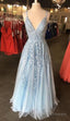 Light Blue Lace Prom Dress 2026 Prom Dress, Formal Dress, Graduation School Prom Gowns