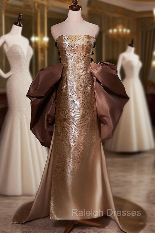 Champag Gold Strapless Prom Dress Main image