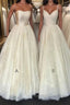 Champagne A Line tulle Prom Dresses Long champagne Prom Dresses