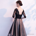 Champagne And Black High Low Short Sleeves Prom Dresses High Low Homecoming Dresses Prom Dress
