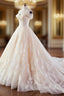 Champagne Ball Gowns Off The Shoulder Appliques Wedding Dress