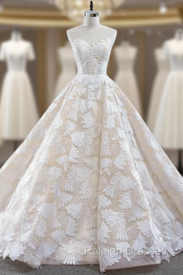 Champagne Ball Gown Tulle Flower Sweetheart Prom Dress