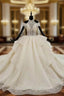 Champagne Ball Gown Tulle Halter Appliques Beading Sequins Wedding Dress