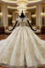 Champagne Ball Gowns Tulle Sequins Beading Wedding Dress
