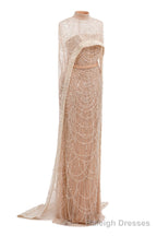 Pearl Pink Beading Prom Dresses Sweep Train High Neck Zipper Sleeveless Evening Dresses