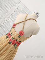 Champagne Chiffon Long Prom Dress, Chiffon Evening Dress