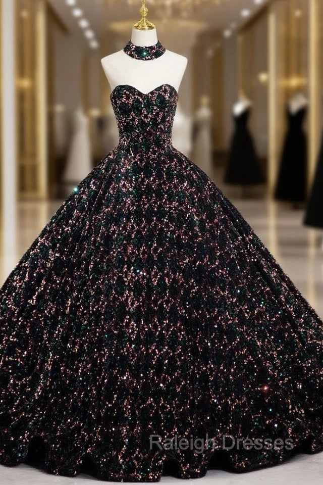 Champagne Gold Sequins Sweetheart Quinceanera Dress Main image