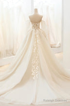 Champagne Lace Long A-Line Ball Gown, Off The Shoulder Evening Party Dress