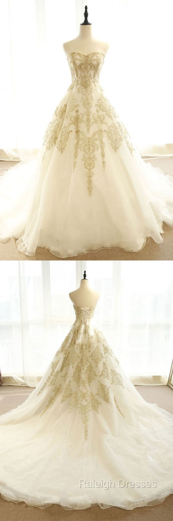 Champagne Lace Long Wedding Dresses Champagne Bridal Dresses Champagne Lace Wedding Prom Gown Secondary image