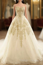 Champagne Lace Long Wedding Dress, Champagne Bridal Dress, Champagne Lace Wedding Prom Gown