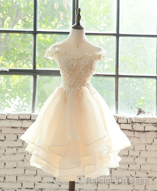 Champagne Lace Tulle Short Prom Dress, Homecoming Dress Secondary image