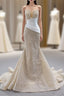 Champagne Mermaid Strapless Pearls Prom Dress