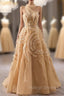Champagne One Shouder Tulle Prom Dress