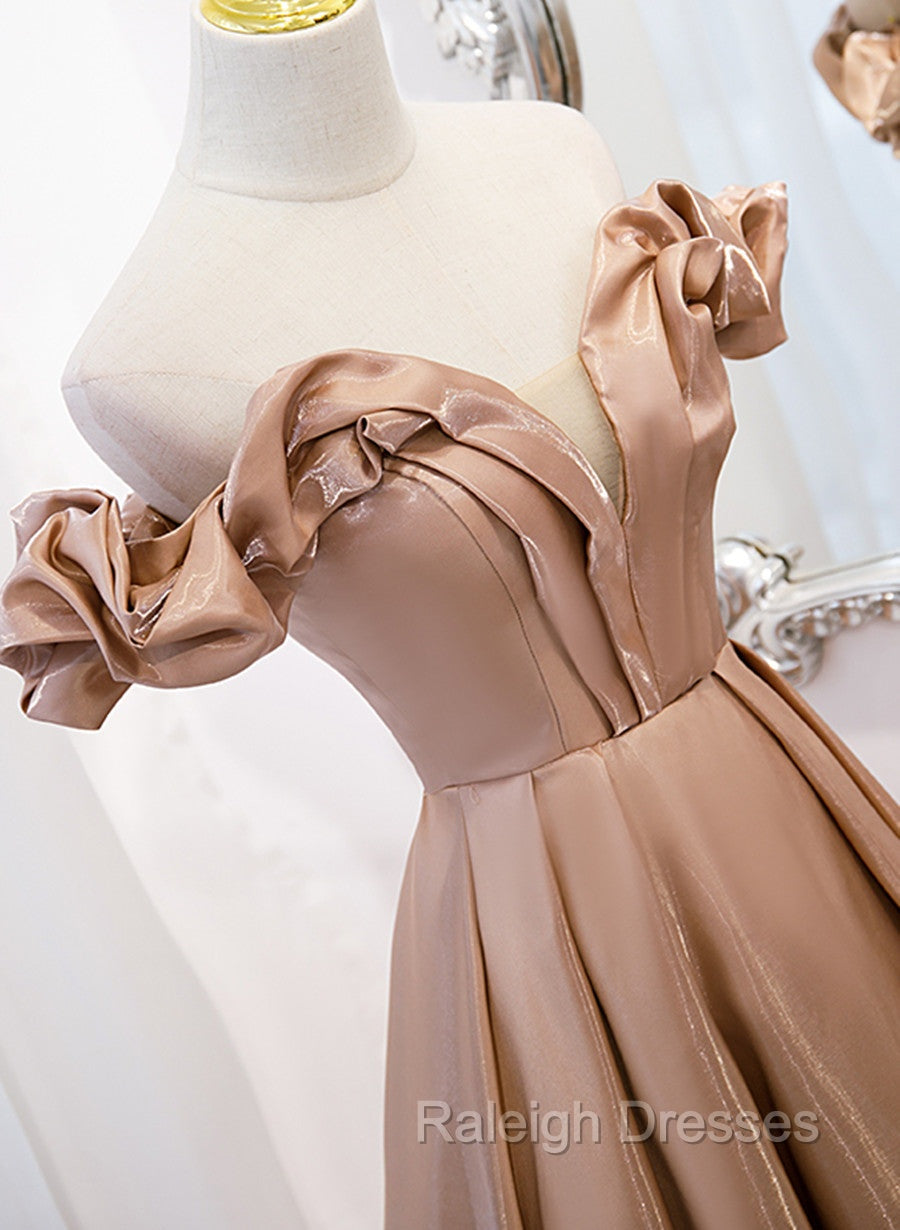 Champagne Satin Long Prom Dress, A Line Simple Formal Dress