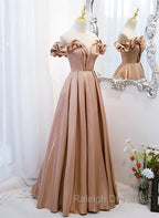 Champagne Satin Long Prom Dress, A Line Simple Formal Dress