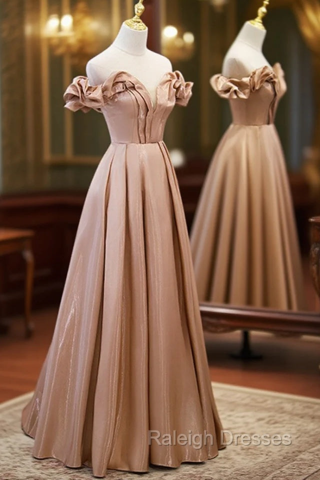 Champagne Satin Long Party Dress Prom Dress, A-line Simple Formal Dress