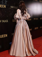 Champagne Satin Long Prom Dress, Champagne Satin Evening Dress