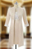 Champagne Satin Mother Of The Bride Dresses Sheath Knee Length With Jacket