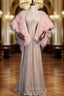 Champagne Sequins Halter Beading Prom With Feather Shawl