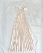 Champagne Spaghetti Straps Prom Dresses Long Pleated Prom Dresses