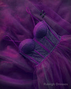 Champagne Sparkly Sweetheart Corset Tulle Dress