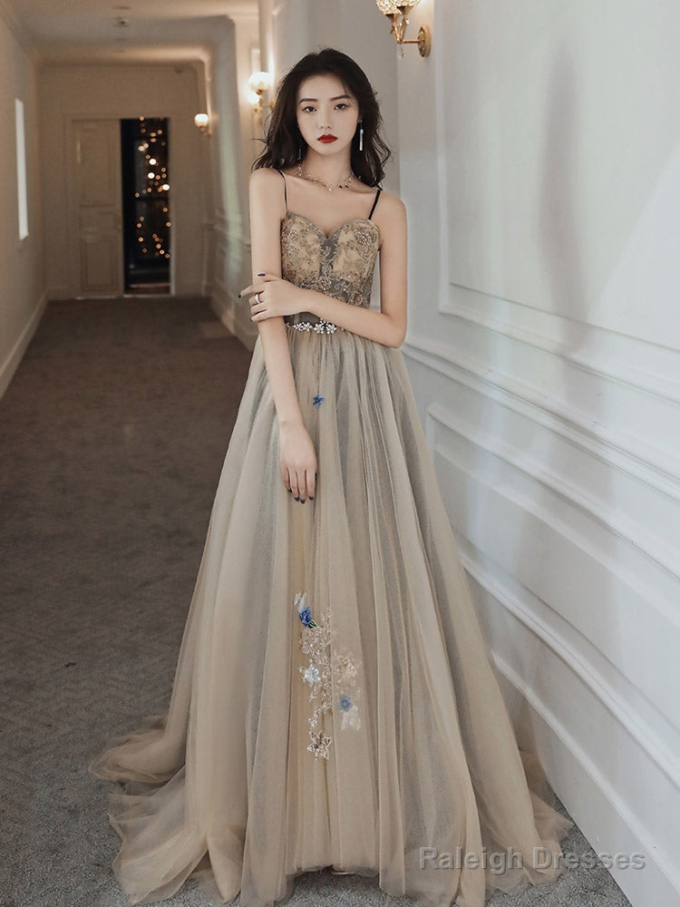 Champagne Sweetheart Beaded And Lace Long Party Dress, A-Line Champagne Prom Dress Secondary image
