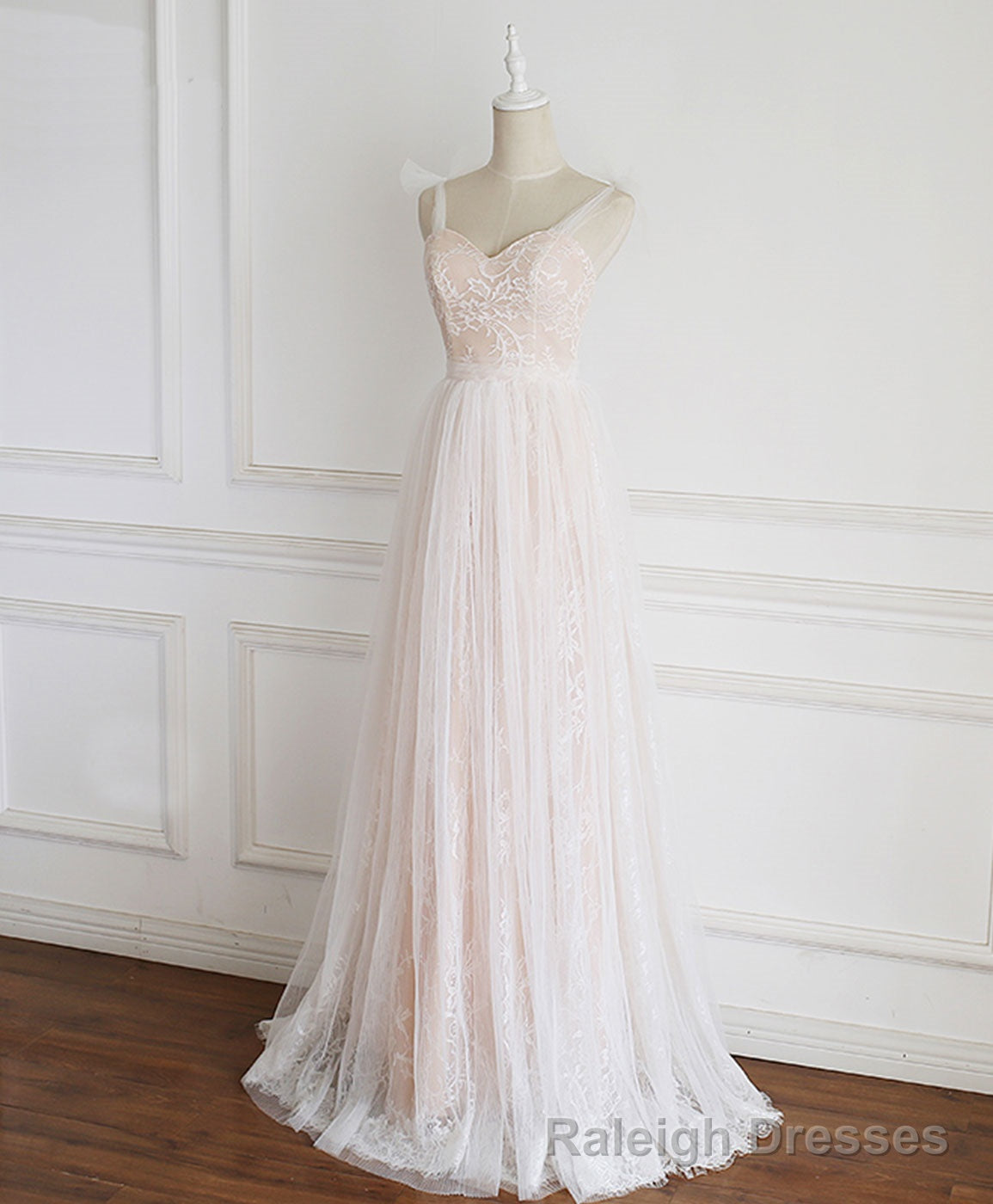 Champagne Sweetheart Tulle Lace Long Prom Dress Lace Prom Dress