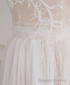 Champagne Sweetheart Tulle Lace Long Prom Dress Lace Prom Dress