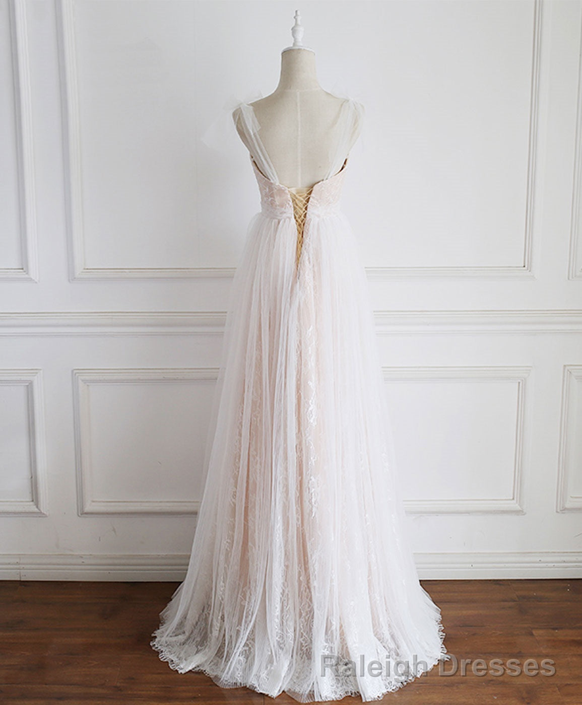 Champagne Sweetheart Tulle Lace Long Prom Dress Lace Prom Dress