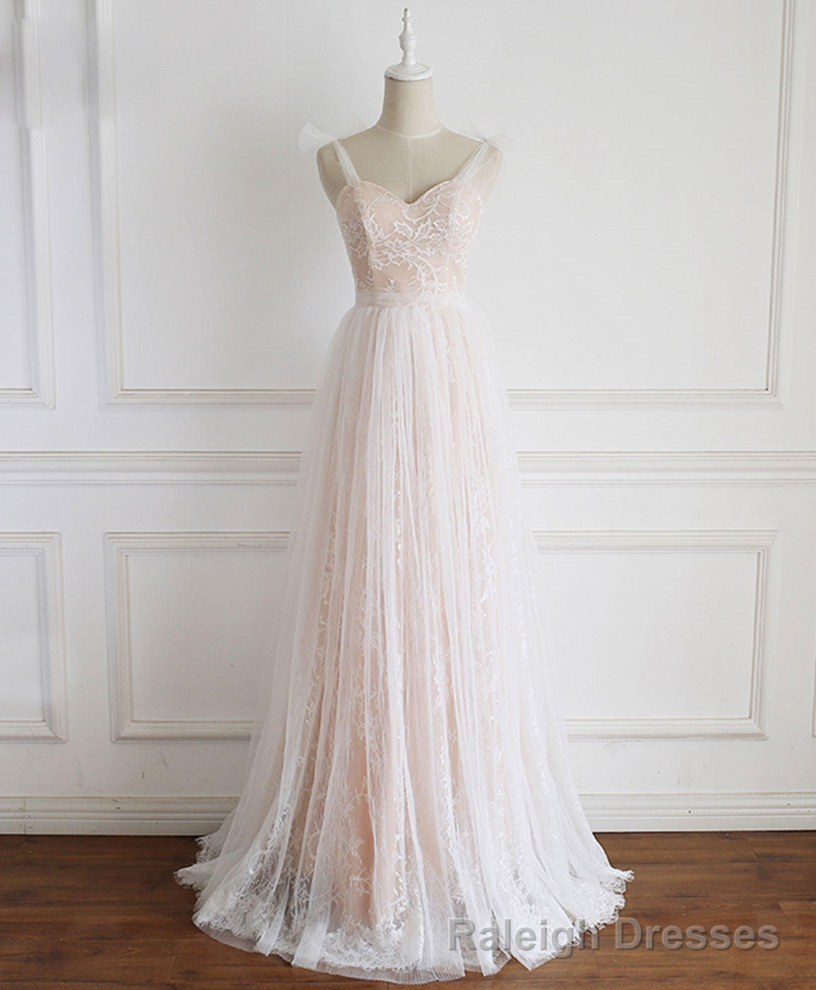 Champagne Sweetheart Tulle Lace Long Prom Dress Lace Evening Dress Secondary image