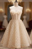 Champagne Tulle Flower Homecoming Dress