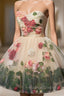 Champagne Tulle Flower Leaf Homecoming Dress