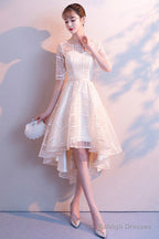 Champagne Tulle High Low Prom Dress, A-Line Party Homecoming Dress