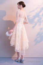 Champagne Tulle High Low Prom Dress, A-Line Party Homecoming Dress