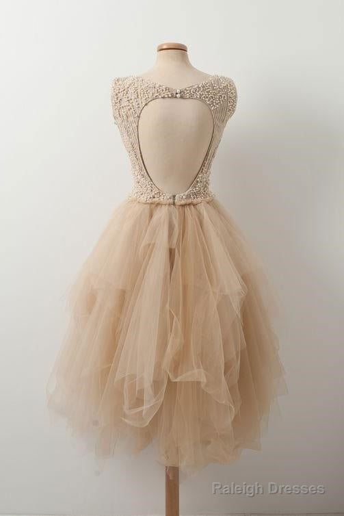 Champagne Tulle Homecoming Dress