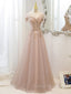 Champagne Tulle Lace A Line Long Prom Dresses Lace Champagne Prom Dresses
