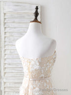Champagne Tulle Lace Applique Long Prom Dress Champagne Prom Dress