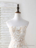 Champagne Tulle Lace Applique Long Prom Dress Champagne Prom Dress
