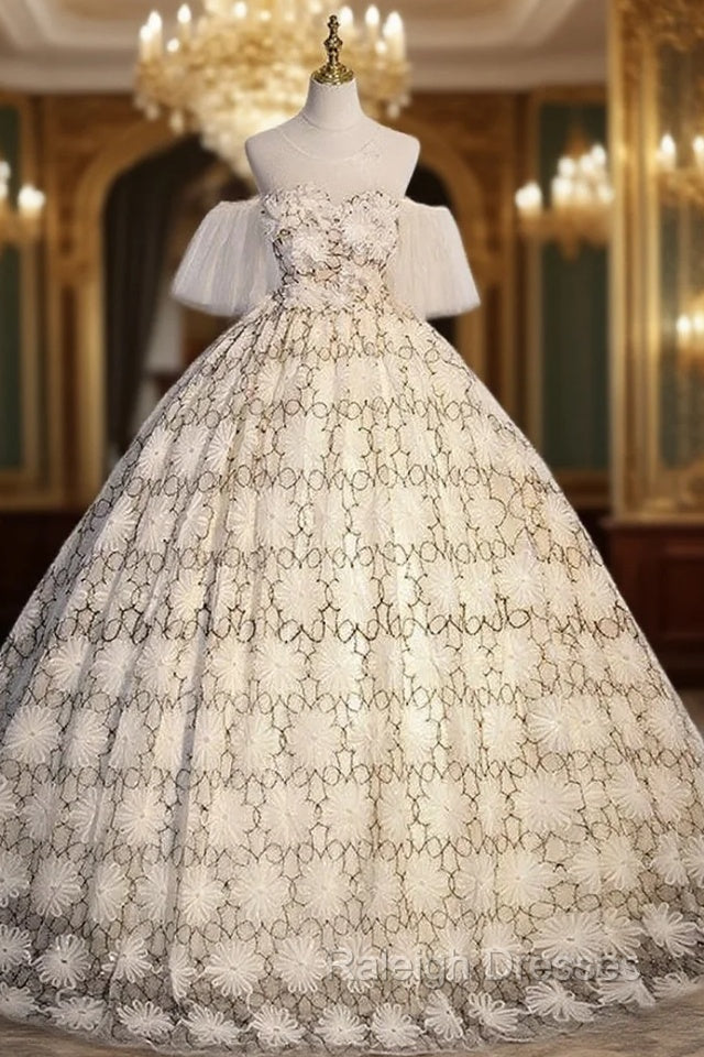 Champagne Tulle Lace Ball Gown Quinceanera Dress Main image