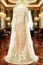 Champagne Tulle Lace Cowl Mother of the Bride Dresses for Weddings