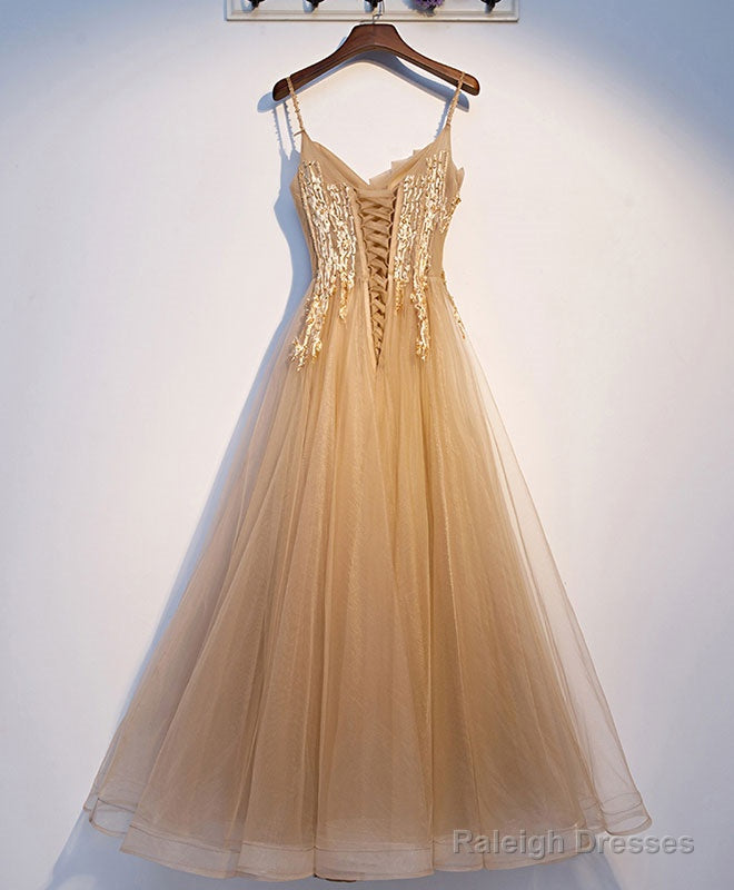 Champagne Tulle Lace Prom Dresses Long Tulle Lace Prom Dresses Secondary image
