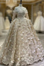 Champagne Tulle Lace Off the Shoulder Butterfly Appliques Wedding Dress