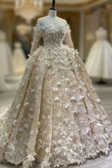 Champagne Tulle Lace Off the Shoulder Butterfly Appliques Wedding Dress