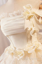 Champagne Tulle Lace Short Prom Dress Homecoming Dress, Lovely A-Line Prom Dress