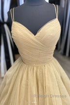 Champagne tulle Prom Dresses Long tulle long Prom Dresses