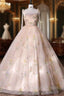 Champagne Tulle Pleats Embroidery Quinceanera Dress