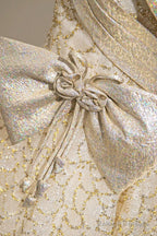 Champagne Tulle Sequins Long Prom Dress, Off The Shoulder Evening Party Dress